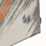 Close-up of an abstract wall art design featuring vibrant strokes and lines in shades of blue, yellow, and pink on acrylic glass, showcasing a modern artistic flair perfect for home decor.