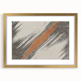 Abstract wall art featuring strokes and lines in a modern design, framed in gold with a mat, showcasing a sophisticated aesthetic perfect for contemporary interiors.