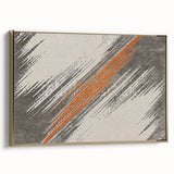 Framed canvas wall art featuring an abstract design of gold strokes and lines, elegantly displayed from a side view, ideal for modern home decor enhancement.