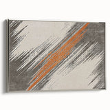 Framed wall art featuring an abstract design of strokes and lines in silver tones, showcasing a modern aesthetic perfect for contemporary home decor.