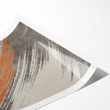 Abstract wall art print showcasing vibrant strokes and lines in shades of blue, gold, and red, ideal for modern home decor, rolled and ready for framing.