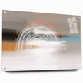 Abstract wall art design featuring vibrant strokes and lines in a modern aesthetic, displayed in a sleek acrylic glass frame, highlighting its artistic depth and clarity.