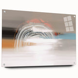 Abstract wall art design featuring vibrant strokes and lines in a modern aesthetic, displayed in a sleek acrylic glass frame, highlighting its artistic depth and clarity.