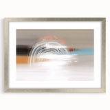 Abstract strokes and lines design wall art in a silver frame with a mat, showcasing a modern aesthetic perfect for contemporary decor. Ideal for living spaces.