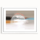 Abstract wall art featuring a modern design of strokes and lines in soft pastel colors, framed with a white mat, perfect for contemporary home decor.