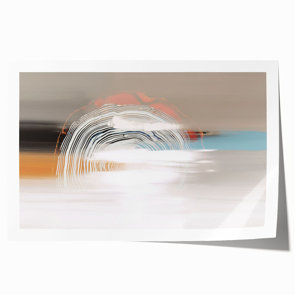 Abstract wall art featuring a vibrant design of colorful strokes and lines, ideal for modern home decor. The print is rolled for easy framing and display.