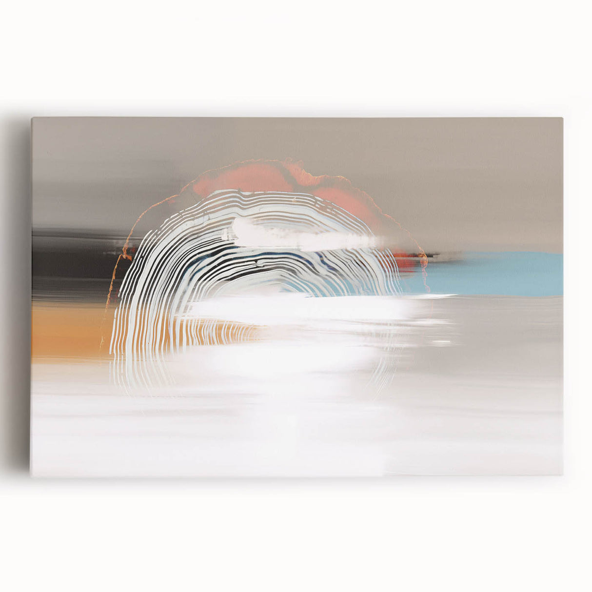 Colorful abstract strokes and lines design on a stretched canvas, showcasing vibrant hues and intricate details, perfect for modern home decor.