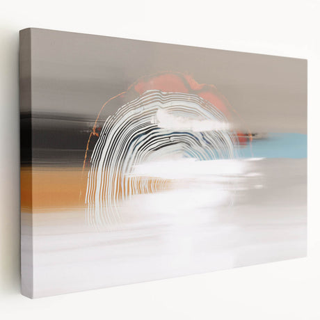 Abstract strokes and lines in vibrant colors create a modern wall art piece on stretched canvas, showcasing a unique design perfect for contemporary decor.
