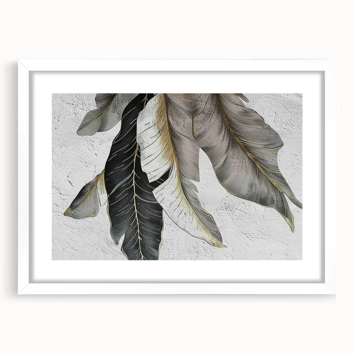 Abstract strokes and lines design wall art collection in a white frame, featuring a modern artistic aesthetic with a matte finish, perfect for contemporary home decor.