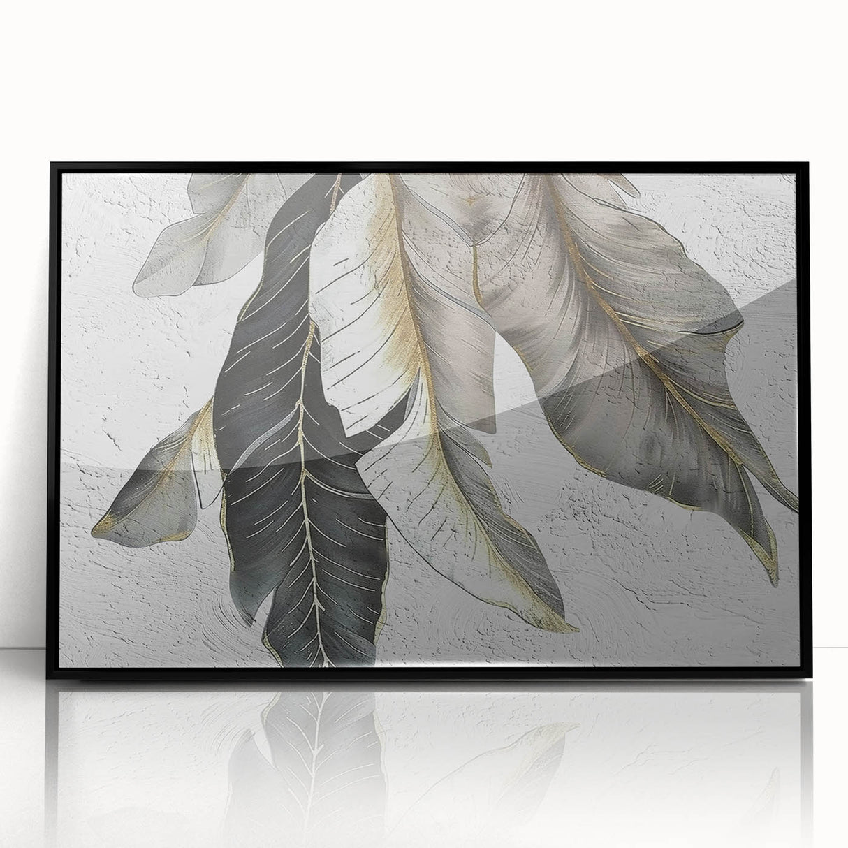 Framed abstract wall art featuring vibrant strokes and lines in shades of blue, yellow, and black, designed to enhance modern interior decor.