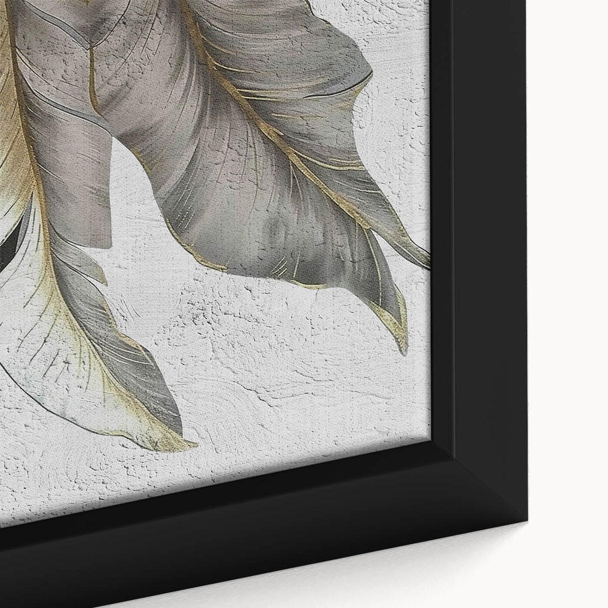 Abstract wall art featuring vibrant strokes and lines in shades of blue, orange, and yellow, framed in a stylish black frame, ideal for modern decor.