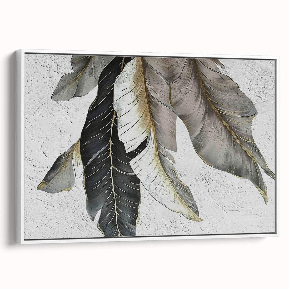 Framed canvas wall art featuring an abstract design of colorful strokes and lines, displayed from a side view against a white backdrop, ideal for modern decor.