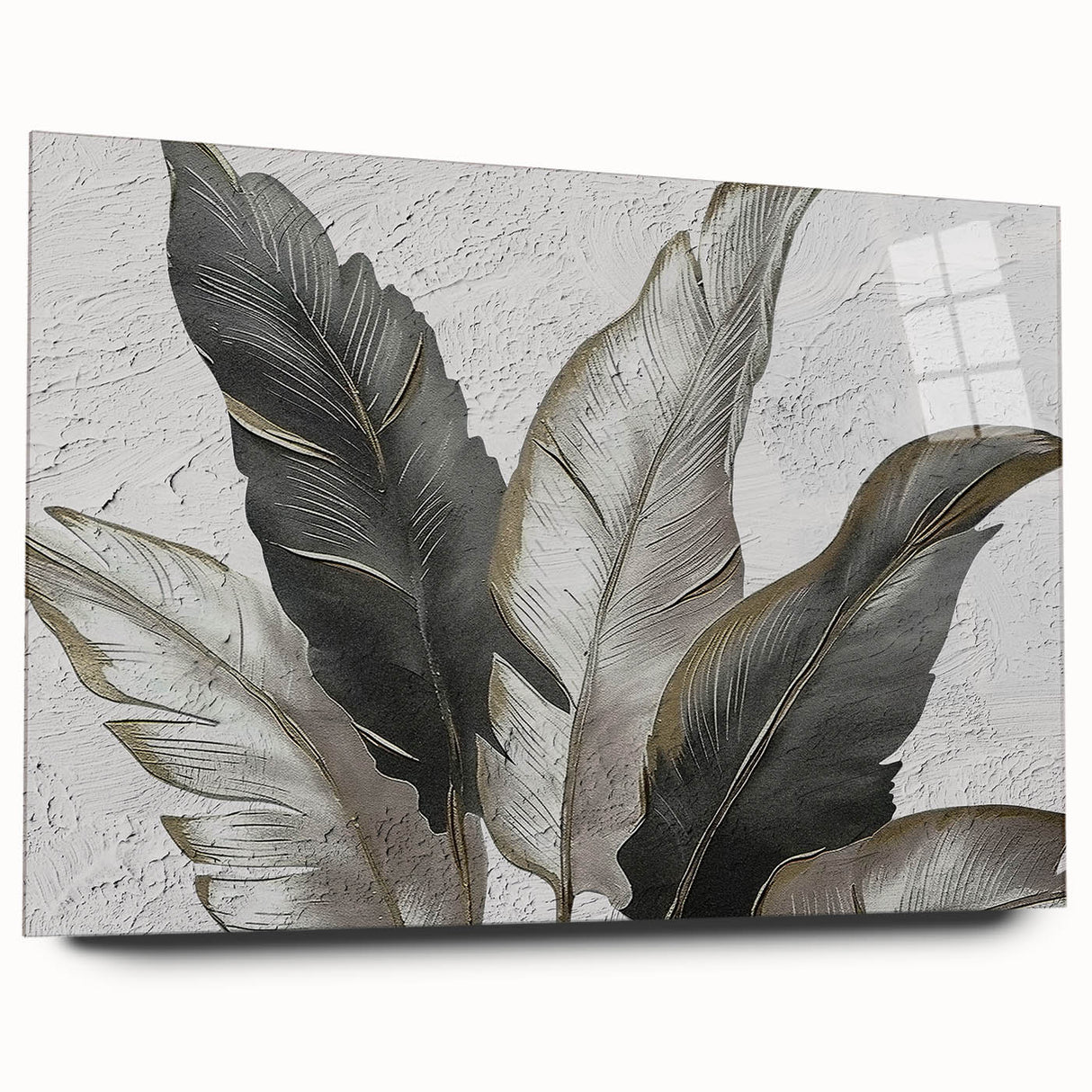 Abstract strokes and lines design wall art collection displayed from the side, showcasing its sleek acrylic glass finish, ideal for modern decor enthusiasts.