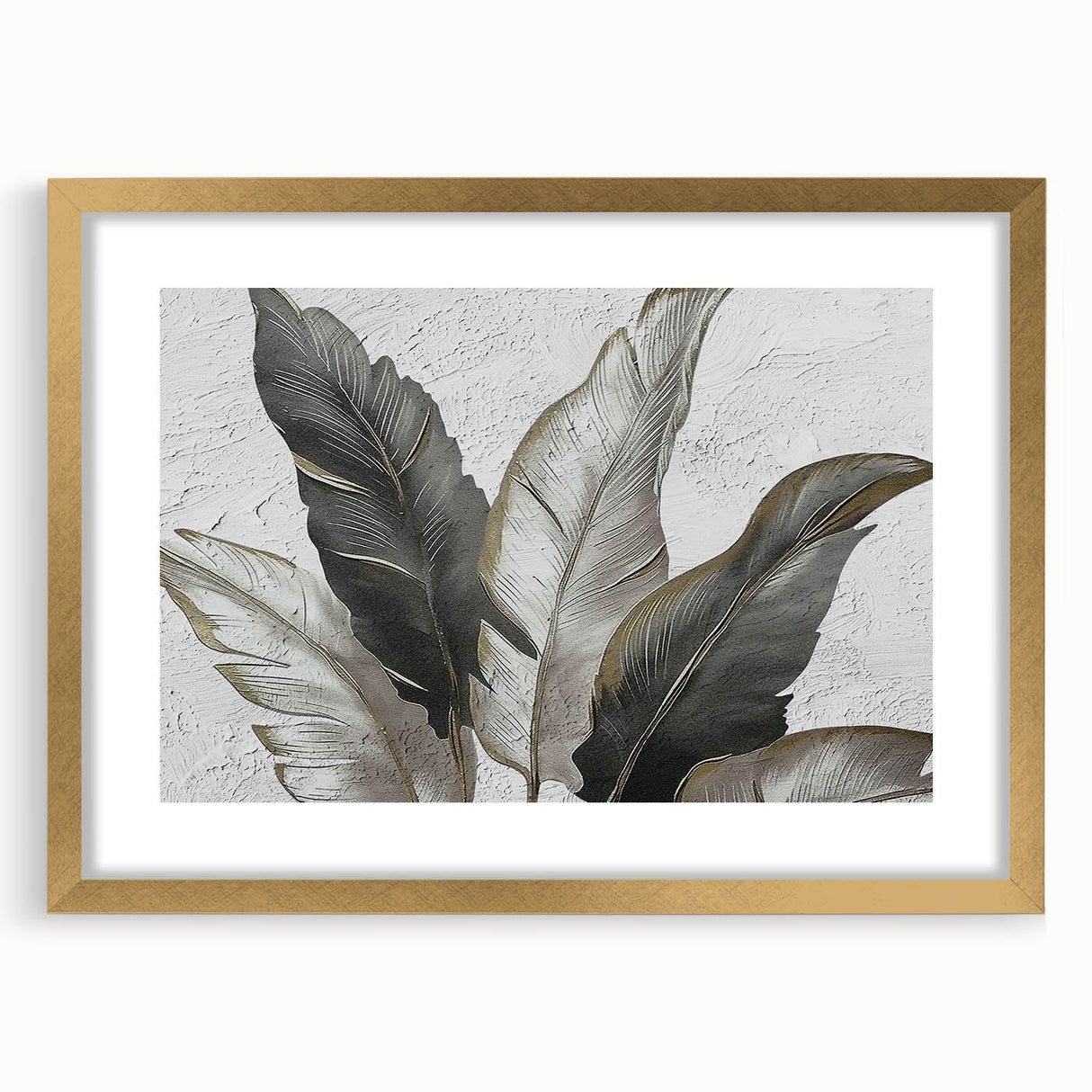 Abstract strokes and lines in vibrant colors create a modern wall art design, framed with a gold mat, perfect for enhancing contemporary home decor.