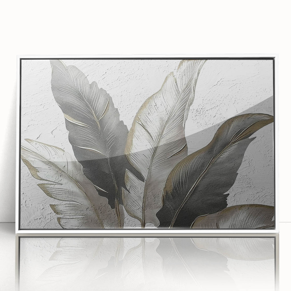 Framed abstract wall art featuring dynamic strokes and lines in muted colors, elegantly displayed against a white background, ideal for modern home décor.