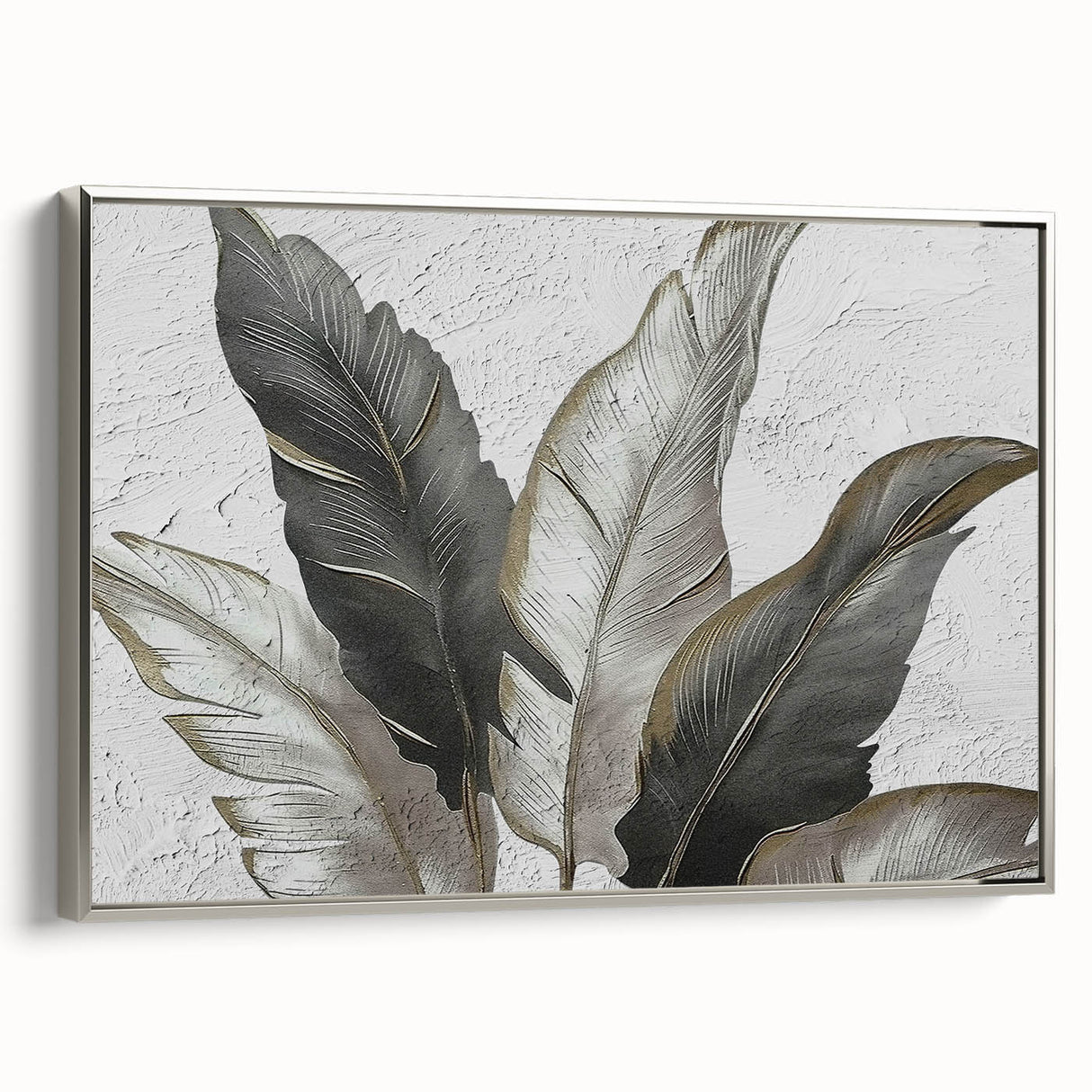 Framed canvas wall art featuring an abstract design of colorful strokes and lines in a modern silver frame, showcasing a contemporary aesthetic for home decor.