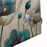 Abstract wall art design showcasing colorful strokes and lines on acrylic glass, emphasizing vibrant hues of blue, orange, and gold, perfect for modern decor.