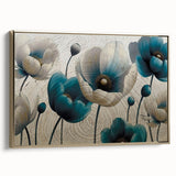 Framed canvas wall art showcasing an abstract design of gold strokes and lines, elegantly displayed in a modern setting, perfect for contemporary decor.