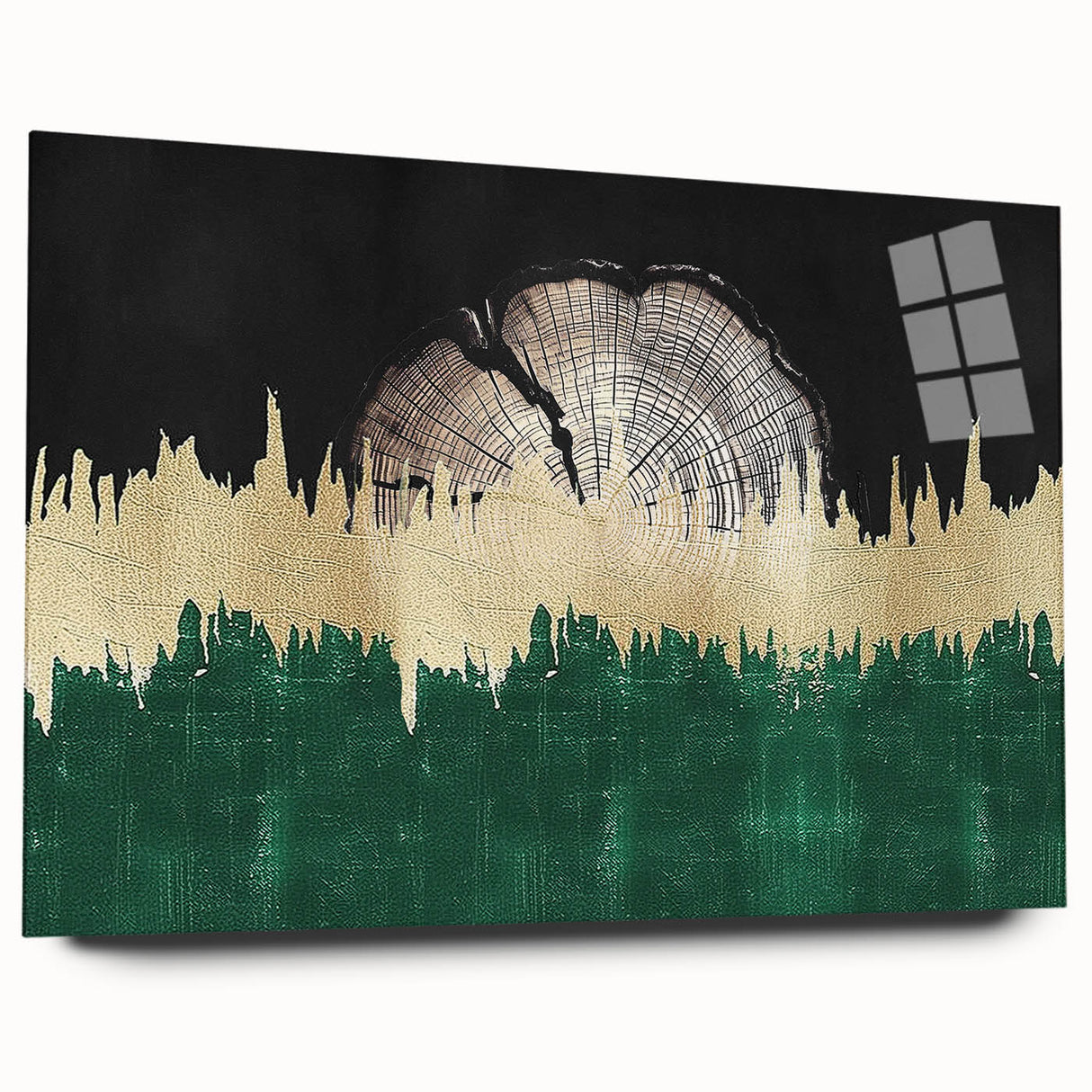Abstract wall art featuring dynamic strokes and lines in vibrant colors, elegantly displayed in a sleek acrylic glass frame, perfect for modern decor.