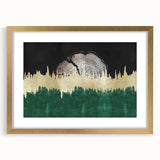 Abstract wall art featuring colorful strokes and lines in a modern design, framed with a gold mat, showcasing a contemporary aesthetic perfect for home decor.