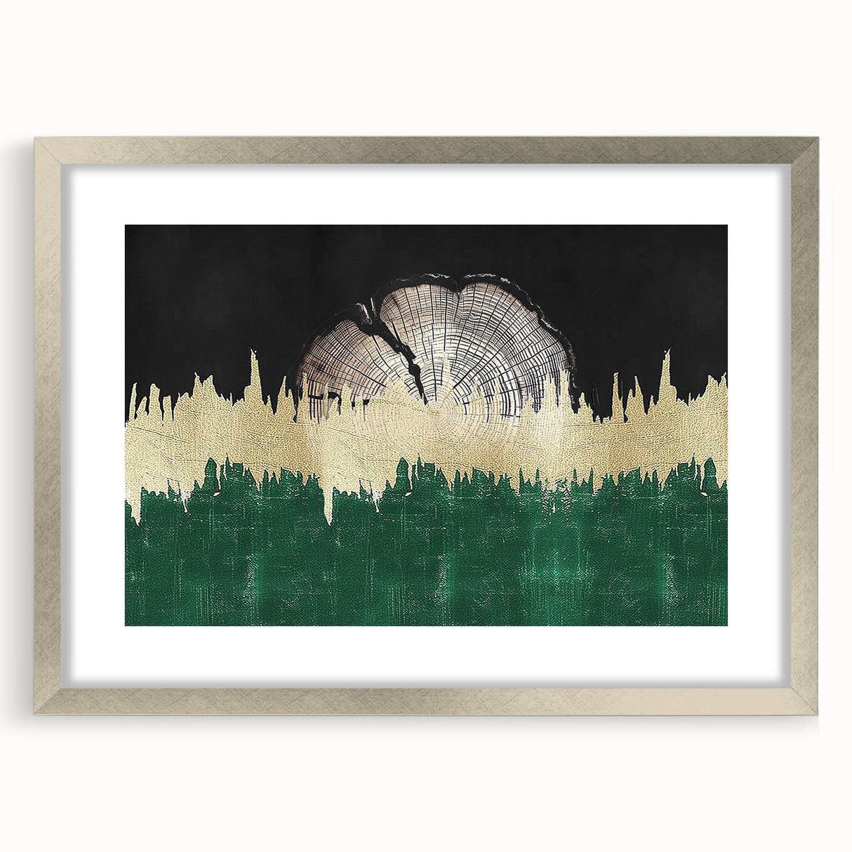 Abstract wall art featuring a dynamic composition of colorful strokes and lines, framed in silver with a mat, ideal for modern home decor.