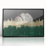 Framed wall art featuring an abstract design of colorful strokes and lines in a modern black frame, perfect for contemporary home decor accents.