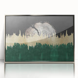 Framed wall art showcasing an abstract design of silver strokes and lines against a white background, perfect for modern home decor. This elegant piece adds a touch of sophistication to any space.