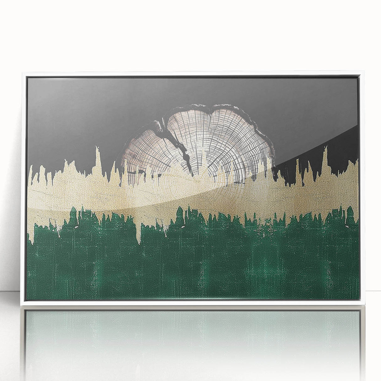 Framed acrylic wall art featuring a modern abstract design with colorful strokes and lines, set against a white background, ideal for contemporary home decor.