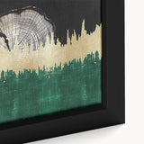 Close-up view of a framed canvas showcasing an abstract strokes and lines design in vibrant colors, ideal for modern home decor and artistic interiors.