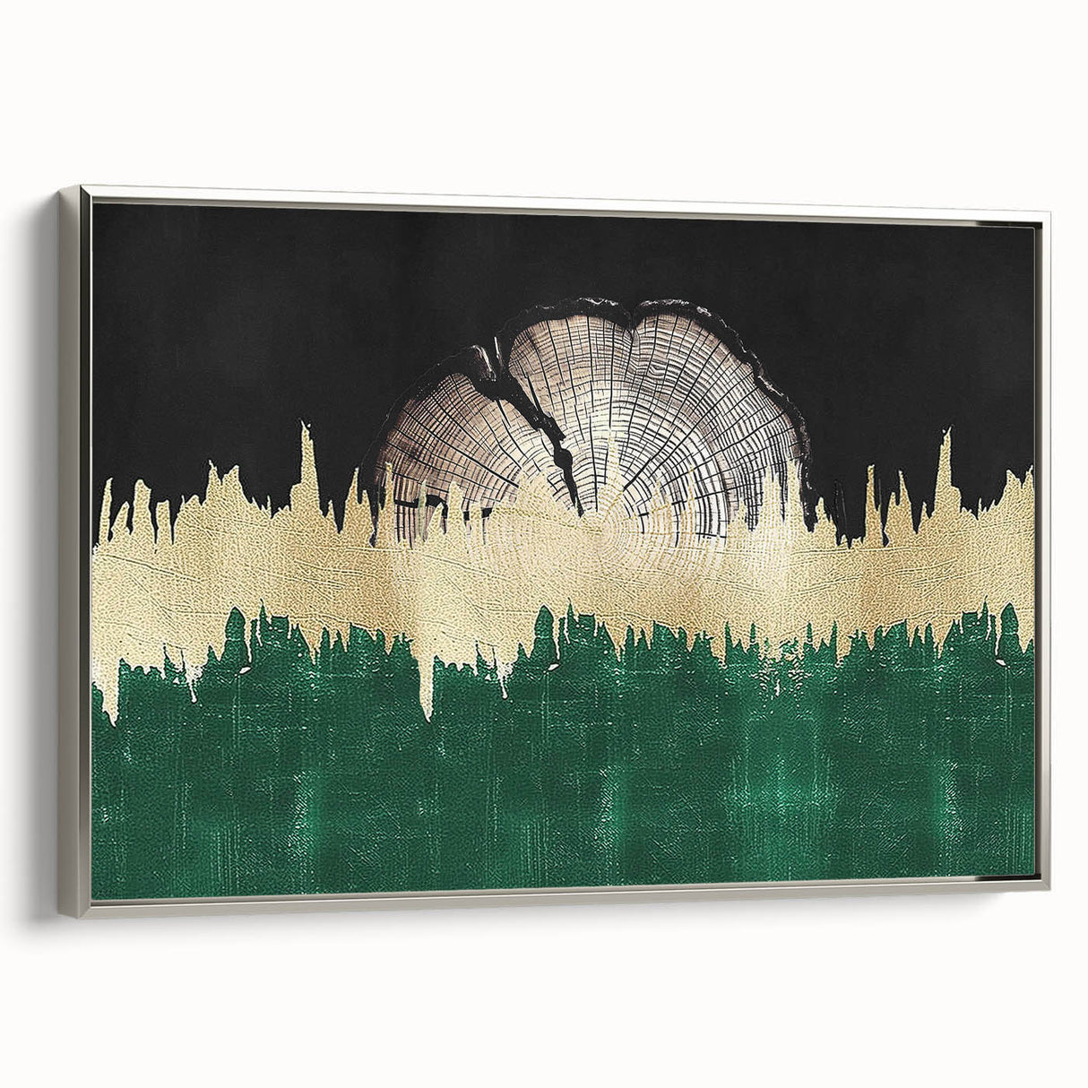 Framed canvas wall art displaying an abstract design of colorful strokes and lines, showcased from a silver side view, perfect for modern decor.