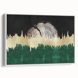 Framed canvas wall art showcasing an abstract design of colorful strokes and lines, featuring a sleek white frame and a side view perspective, perfect for modern decor.