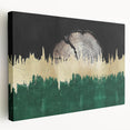 Abstract strokes and lines design on stretched canvas in a side view, showcasing vibrant colors and modern artistic flair, perfect for contemporary home decor.