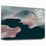 Abstract wall art featuring colorful strokes and lines, displayed in an acrylic glass frame with pins, adding a modern touch to interior decor.