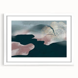 Abstract wall art collection featuring a modern design of colorful strokes and lines, framed with a white mat, ideal for contemporary home decor.