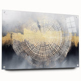 Abstract wall art featuring colorful strokes and lines, displayed in an acrylic frame with metal pins, showcasing a modern artistic design ideal for contemporary decor.