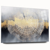 Abstract wall art featuring vibrant strokes and lines in a modern design, displayed in a sleek acrylic glass frame, ideal for contemporary home decor.