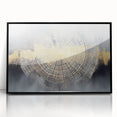Framed wall art featuring an abstract design with colorful strokes and lines on an acrylic surface, set against a sleek black frame, ideal for modern decor.