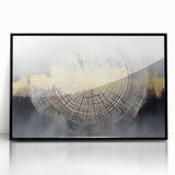 Framed wall art featuring an abstract design with colorful strokes and lines on an acrylic surface, set against a sleek black frame, ideal for modern decor.