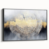 Framed wall art featuring an abstract design with colorful strokes and lines, displayed from a black side view, perfect for modern home decor.