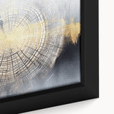 Abstract strokes and lines in vibrant colors create a modern wall art design on framed canvas, showcasing intricate textures and artistic flair ideal for contemporary decor.