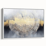 Framed abstract wall art featuring a design of colorful strokes and lines on a white background, showcasing modern aesthetics in a side view, perfect for home decor.