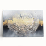 Abstract wall art featuring a modern design of colorful strokes and lines on stretched canvas, leaning against a neutral wall, enhancing contemporary decor.