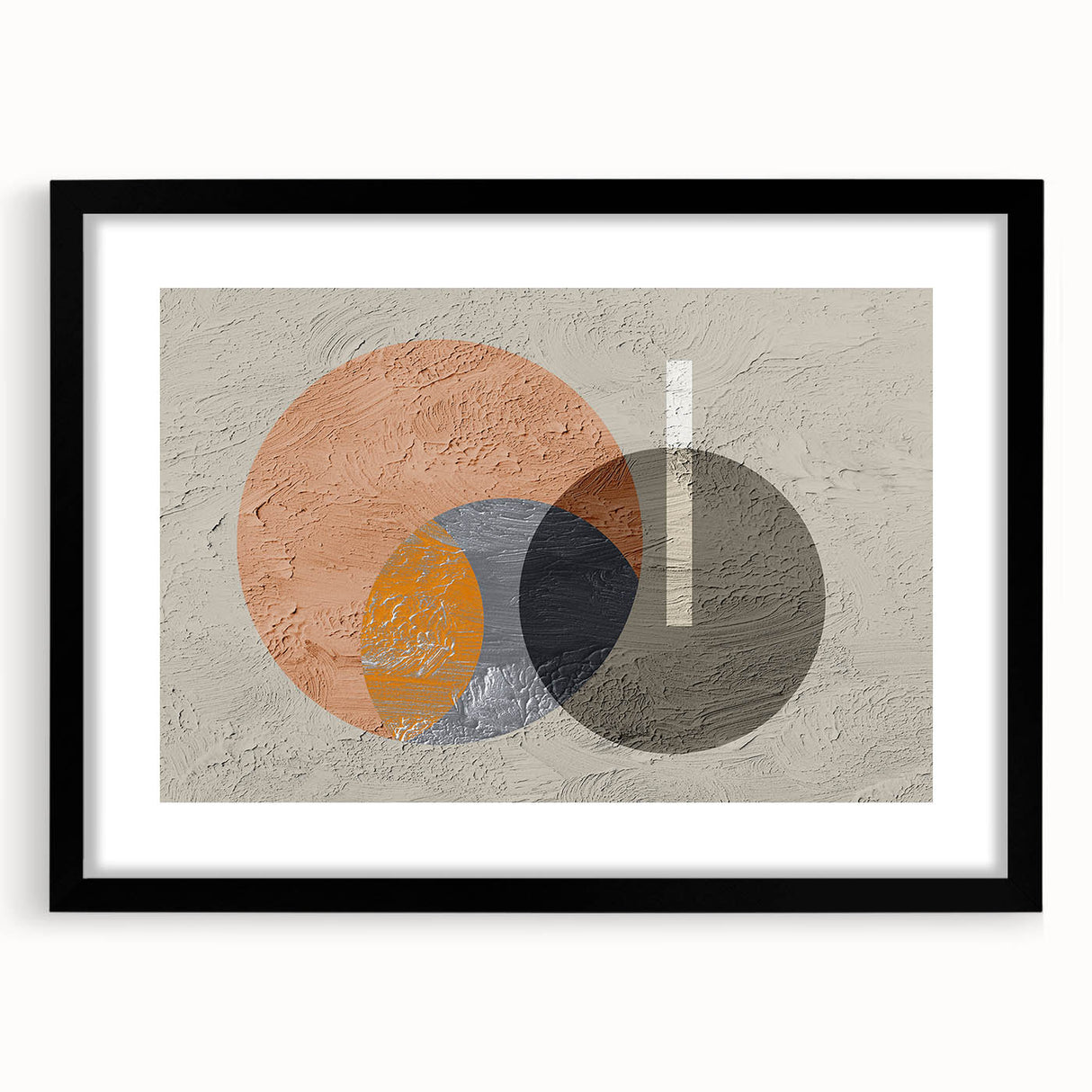 Abstract wall art featuring intricate strokes and lines in shades of black and white, framed with a mat for a modern aesthetic, ideal for contemporary home decor.