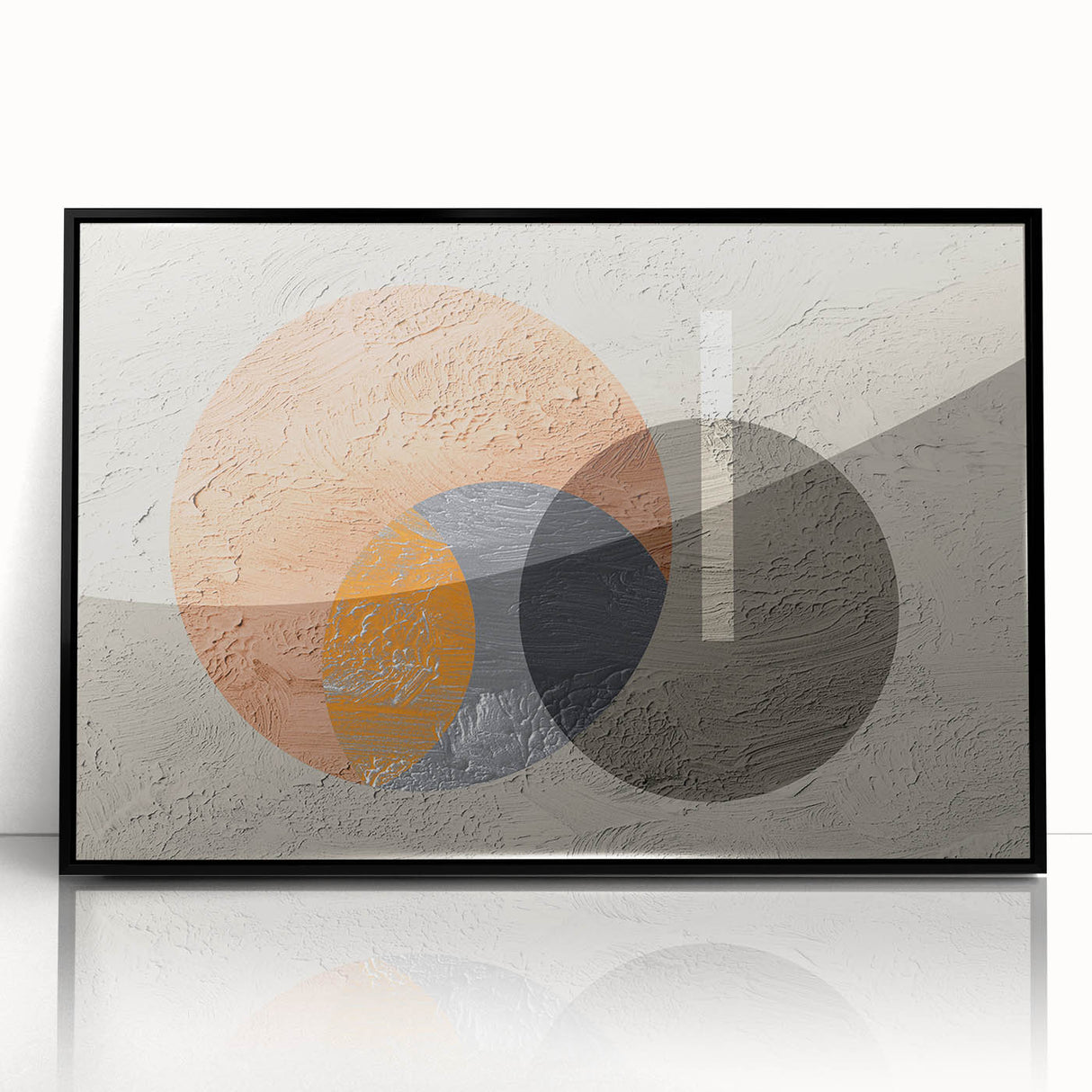 Framed wall art featuring an abstract design of colorful strokes and lines in a modern acrylic frame, ideal for contemporary home decor, enhancing living spaces with vibrant artistry.