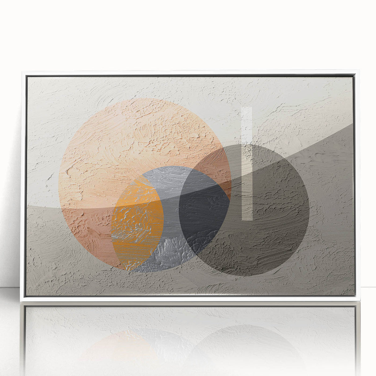 Framed wall art featuring an abstract design of colorful strokes and lines, showcasing a modern aesthetic with a white frame, perfect for contemporary decor.