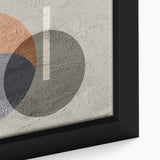 Close-up of a framed abstract wall art piece showcasing vibrant strokes and lines in bold colors, adding a modern touch to any interior decor.