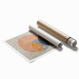 Abstract wall art print showcasing vibrant strokes and lines in bold colors, ideal for modern home decor. The piece is rolled for easy shipping and display.