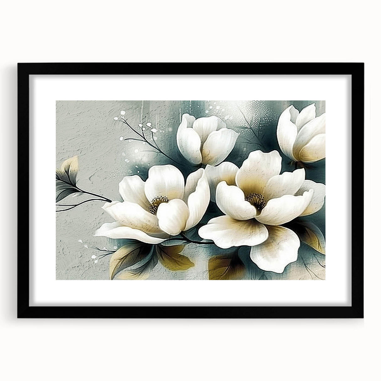 Abstract wall art featuring a modern design of colorful strokes and lines in a black frame with a mat, ideal for contemporary home decor and artistic spaces.