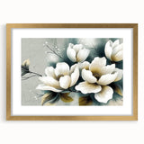 Abstract wall art featuring an intricate design of colorful strokes and lines in a gold frame with a mat background, ideal for modern home decor.