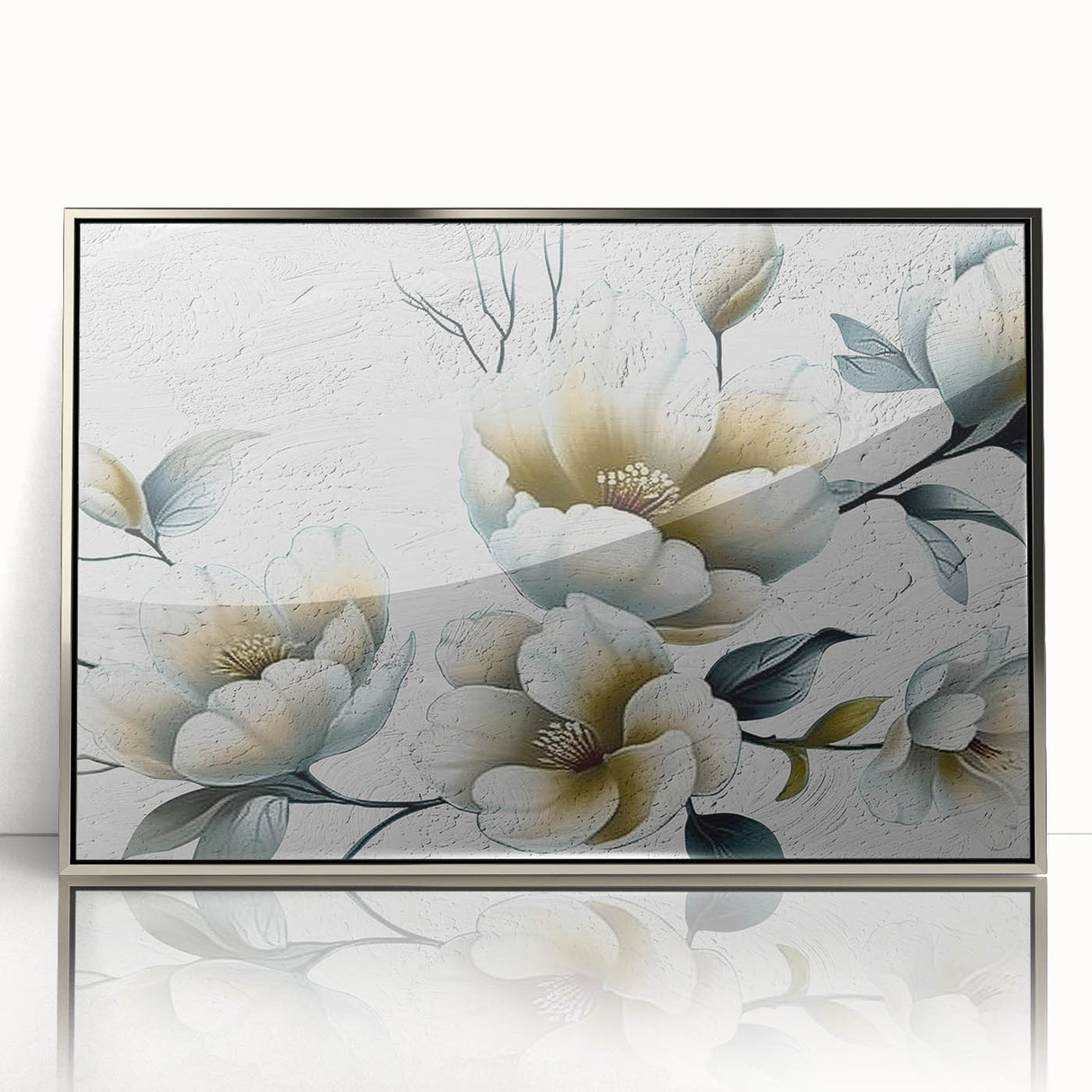 Framed abstract wall art showcasing dynamic strokes and lines in silver and acrylic, perfect for modern decor, enhancing any living space with elegance.
